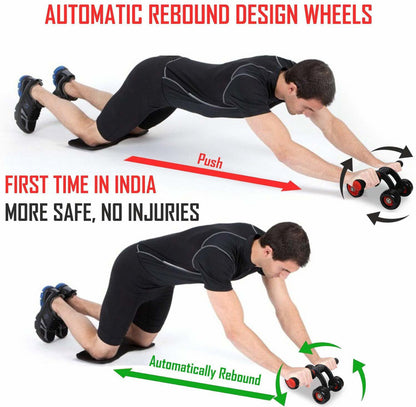 4 Wheels Ab Roller Wheel Automatic Rebound Workout Roller Wheel Ab Exerciser