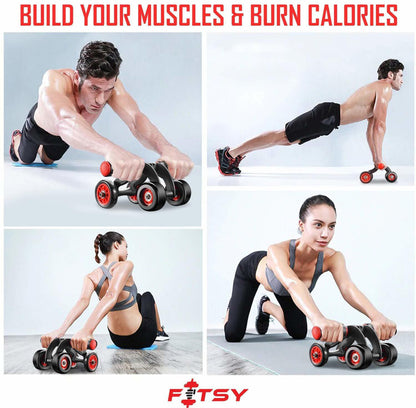 4 Wheels Ab Roller Wheel Automatic Rebound Workout Roller Wheel Ab Exerciser