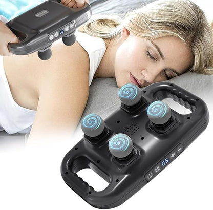 4D Massage Gun Deep Tissue Massage Gun with 4 Interchangeable Heads/Body Muscle Massager for Back, Neck, and Body Pain Relief Rechargeable With 4X Power
