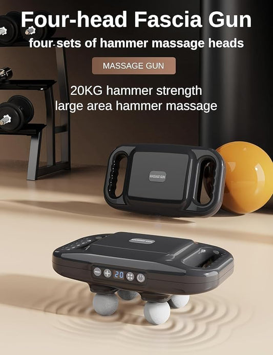 4D Massage Gun Deep Tissue Massage Gun with 4 Interchangeable Heads/Body Muscle Massager for Back, Neck, and Body Pain Relief Rechargeable With 4X Power