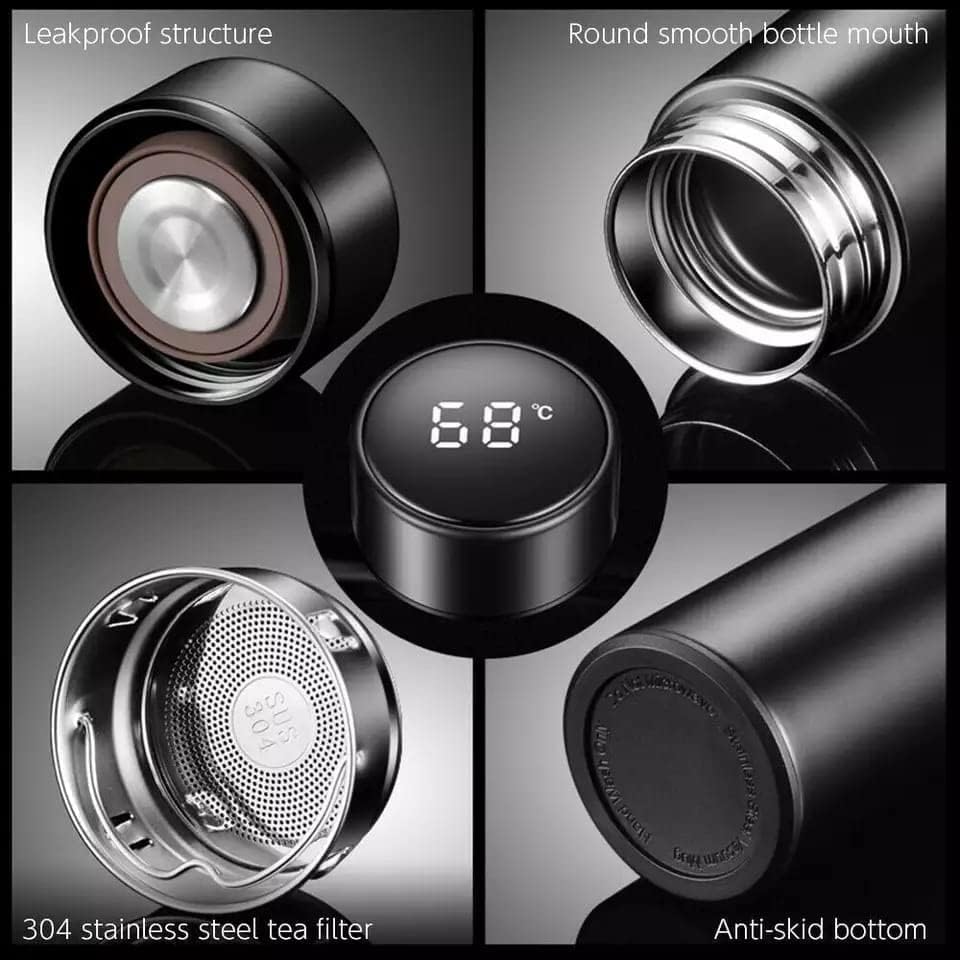 Stainless Steel Temperature Water Bottle Thermos, Double Wall Vacuum Intelligent Cup with LCD Smart Display for Office, Home, Gym, Outdoor Travel Hot and Cold Drinks