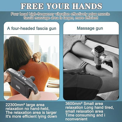 4D Massage Gun Deep Tissue Massage Gun with 4 Interchangeable Heads/Body Muscle Massager for Back, Neck, and Body Pain Relief Rechargeable With 4X Power