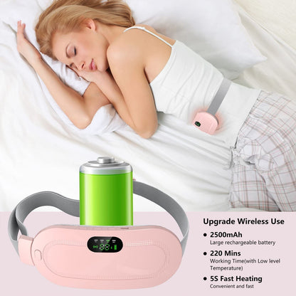 Portable Cordless Heating Pad for Menstrual Cramps Relief, Heating Pad for Stomach, 3-Speed Temperature Adjustment and 4-Speed Massage Modes Massager